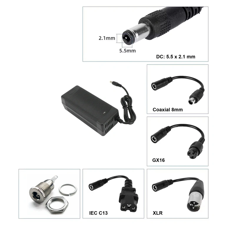 Φορτιστής 36V–42V 3A με συνδετήρα DC 5,5×2,1 mm, συμβατός με πατίνια και ηλεκτρικά ποδήλατα