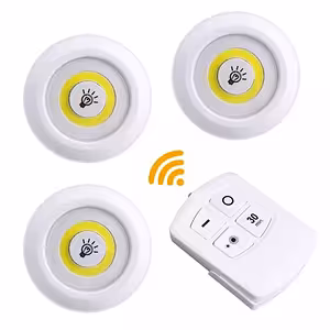 Set de 3 focos LED con control remoto – lámparas a batería para iluminación interior