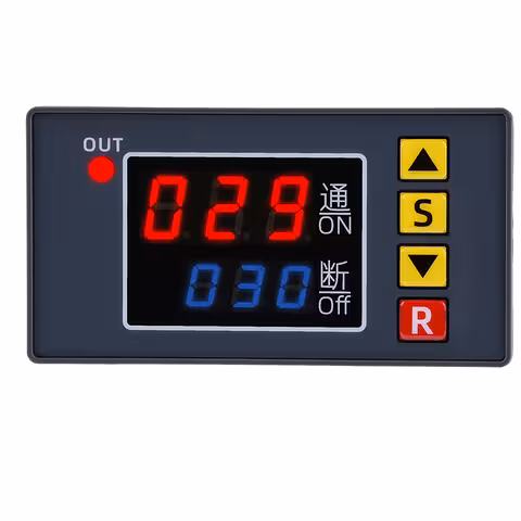 Relé Temporizador 24V DC Cíclico – Temporizador Programable con Función de Retardo y Bucle Repetitivo
