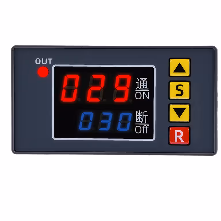 Relé Temporizador 24V DC Cíclico – Temporizador Programable con Función de Retardo y Bucle Repetitivo