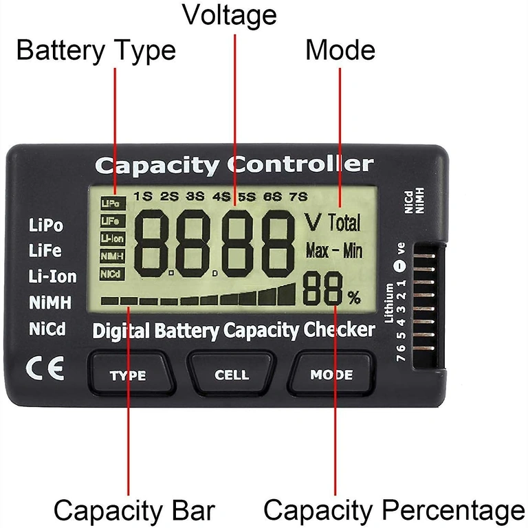 Medición de capacidad y voltaje de baterías Li-Ion, LiPo, LiFe