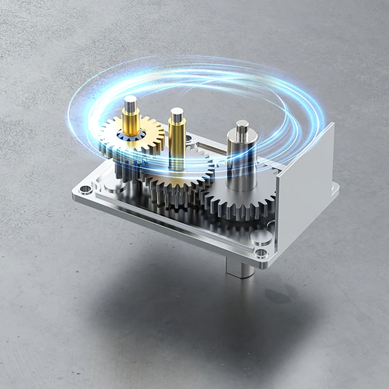 Imagen del motor con reductor de tornillo sin fin montado en un actuador o sistema automatizado