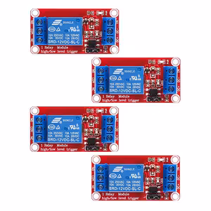 Set de 4 Unidades: Relé de Control 5V / 12V con Optoacoplador – Módulo 1 Canal, NC/NO, Trigger Alto/Bajo, 10A