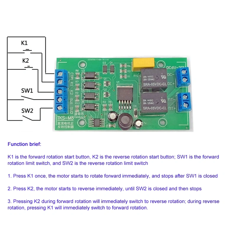 Conectores para cambio de sentido del motor en el controlador DC