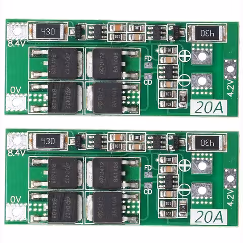 Set de 2 Unidades – Módulo BMS 2S 20A 7.4V con Balanceo – Esquema Incluido
