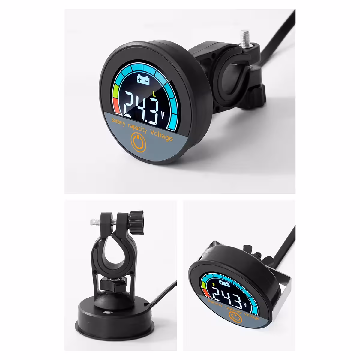 Módulo compacto del indicador digital con voltímetro y pantalla de porcentaje de batería, Li-ion y LiFePO4 12V–72V