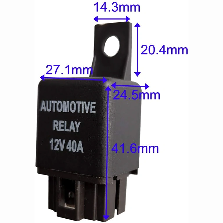 Dimensiones y medidas del relé automóvil 12V 4 pines 40A