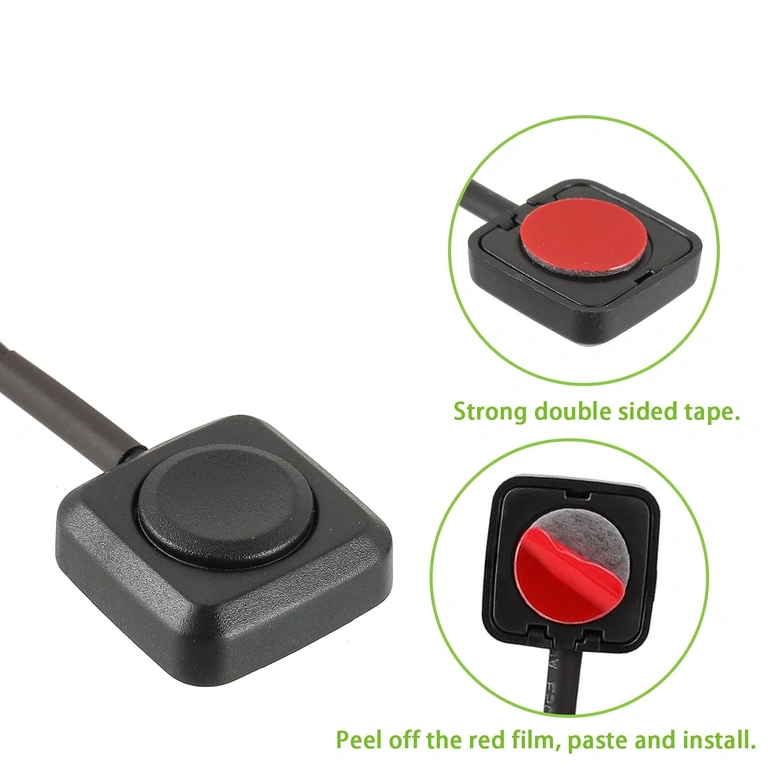 Parte trasera del botón mini con cinta adhesiva doble para montaje