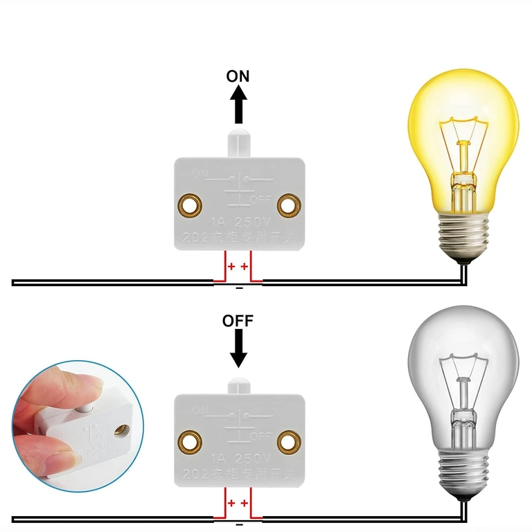 Interruptor de armario en posición presionada