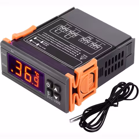 Controlador de Temperatura Digital 220V/230V – Termostato Electrónico STC1000 con Sensor NTC y Relé Doble