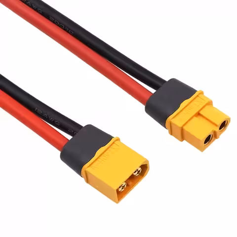 Conector XT60 Hembra + Macho con Cable Grueso 12AWG 30 cm – Conector XT60H para Baterías de Alta Capacidad