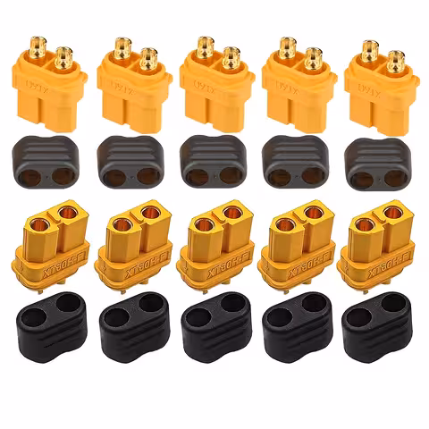 Conector XT60 – Set de 5 Unidades Hembra + Macho, Conectores para Baterías Li-Ion, LiPo y LiFePO₄