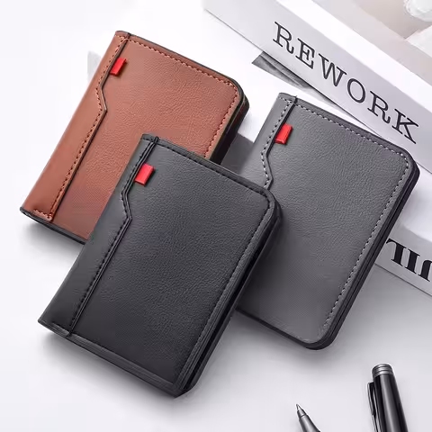 Cartera para Tarjetas e Identificación de Piel Natural, para Hombres y Mujeres, con Espacio para Dinero y Documentos