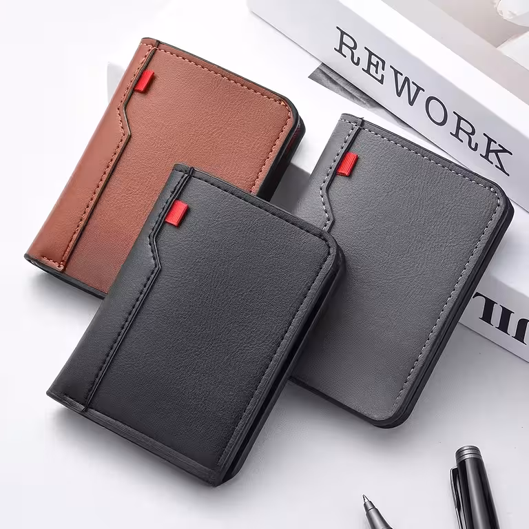 Cartera para Tarjetas e Identificación de Piel Natural, para Hombres y Mujeres, con Espacio para Dinero y Documentos