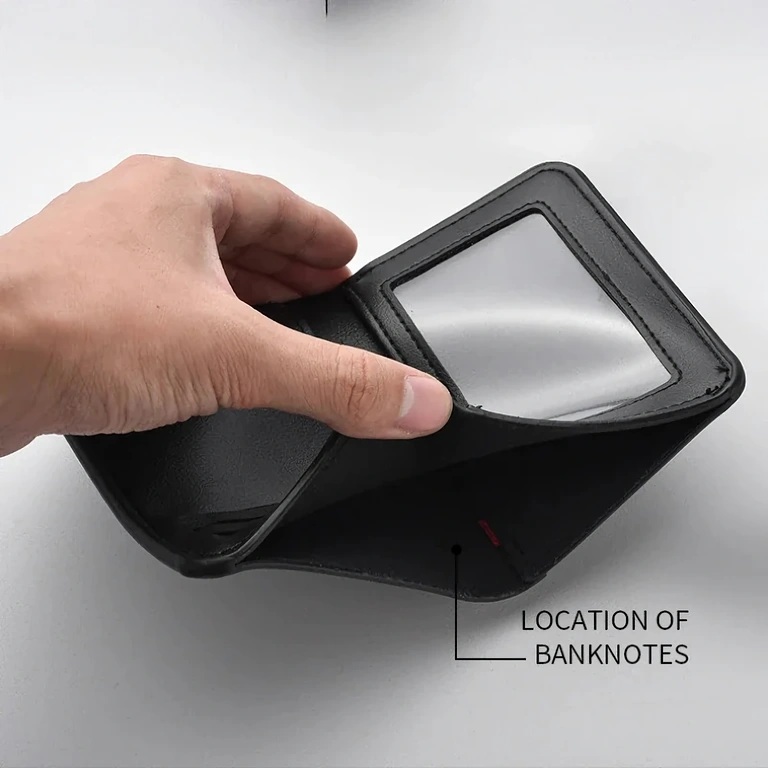 Cartera para tarjetas y DNI de piel natural, delgada y elegante, sostenida en mano