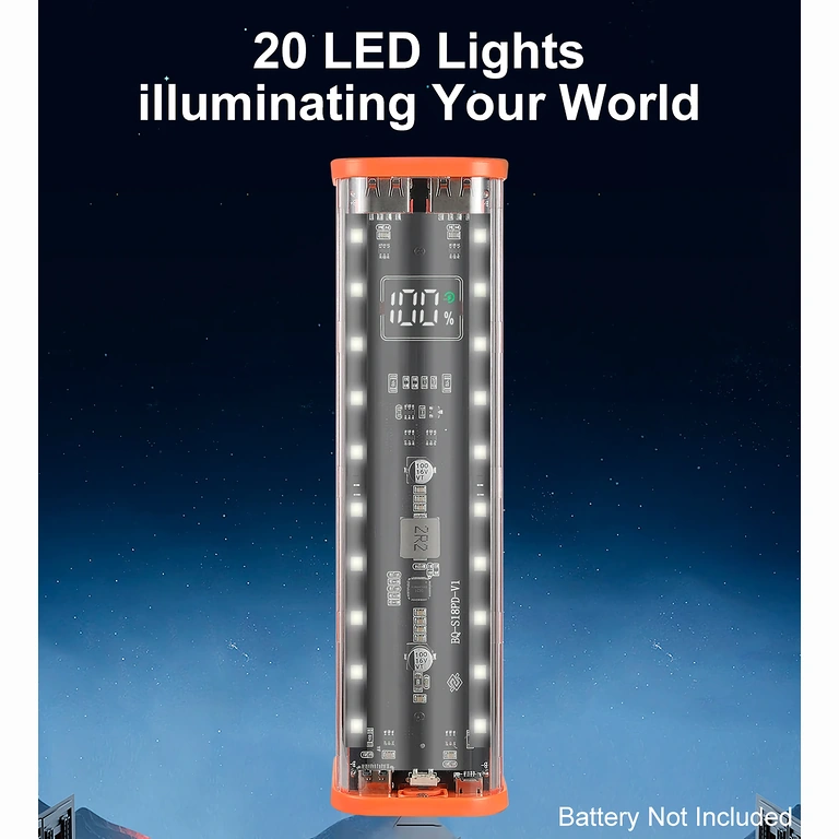 LED integrado en carcasa power bank activación por botón