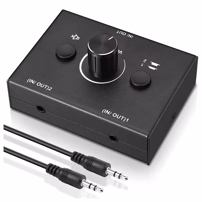 Interruptor de Audio Estéreo HiFi – Selector de Fuentes, Señal de Altavoces y Divisor RCA/Jack 3.5 mm