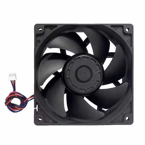 Vista frontal del ventilador axial de 120x120 mm y 24V