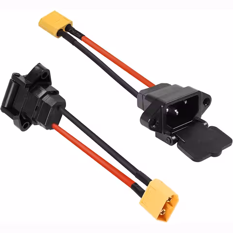 Cable negro con enchufe RDB IEC y conector XT60 plano macho